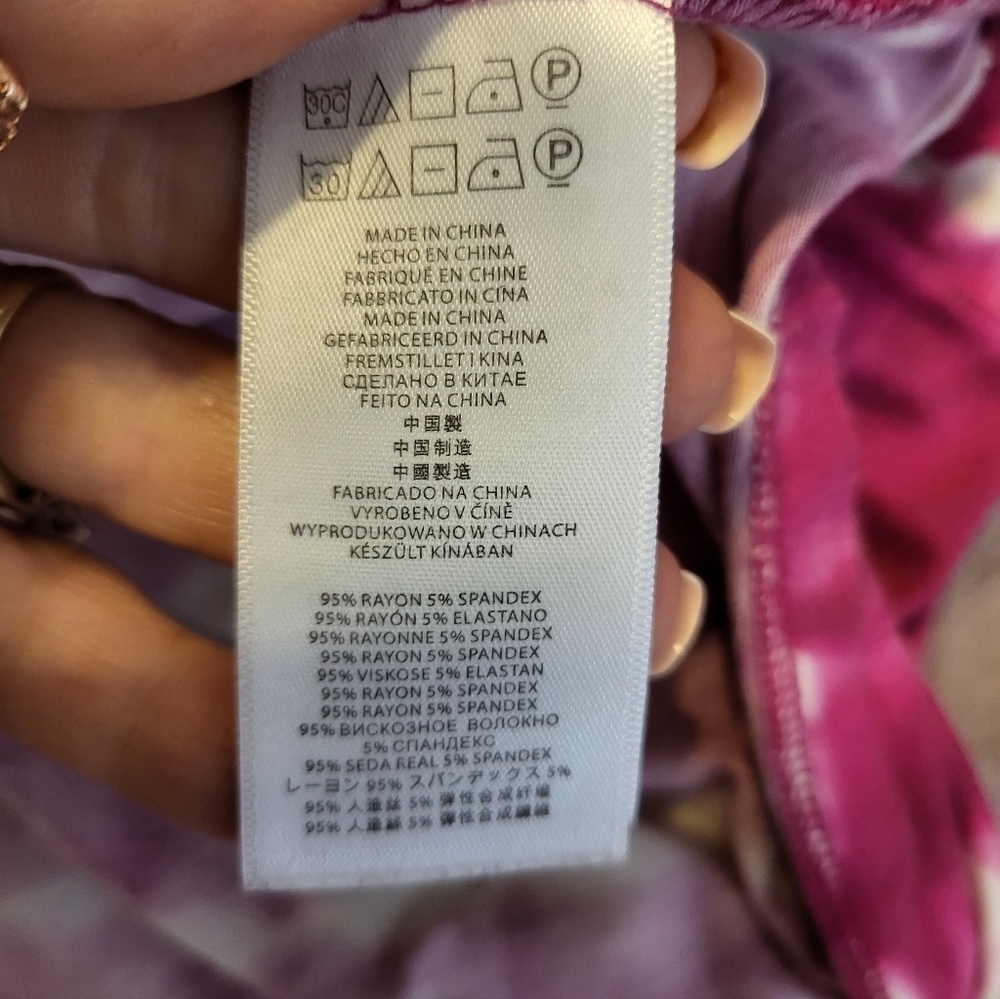 Michael Kors Fuschia White Tie Dye Tunic Top Large - Picture 9 of 9